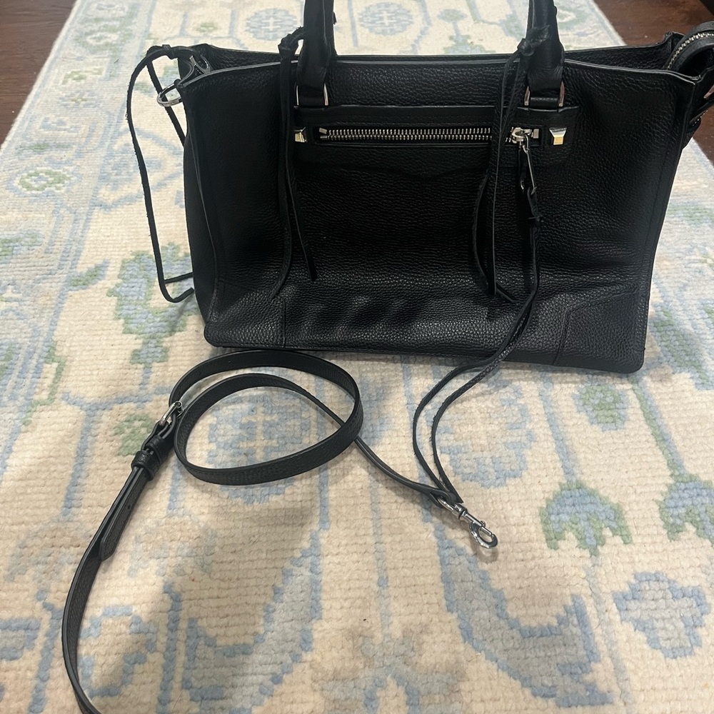 Rebecca Minkoff Black Pebbled Leather Satchel with Removable Strap